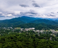 Drone view of Burnsville, NC.