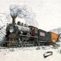 Railroad in snow in West Jefferson
