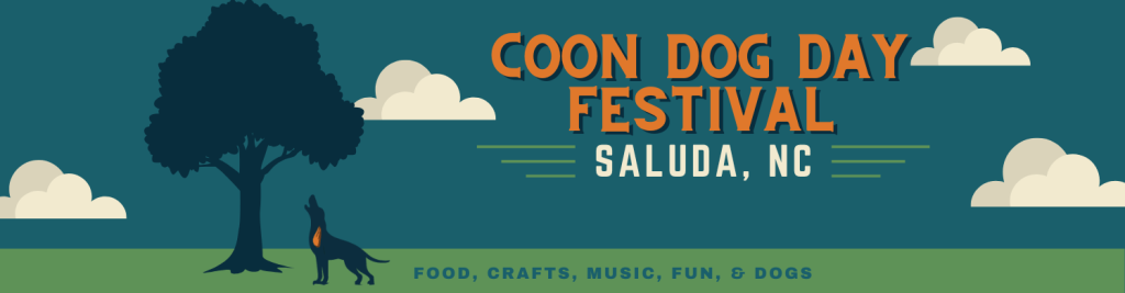 Coon Dog Festival in Saluda, NC. Silhouette of a Coon Dog barking up a tree.