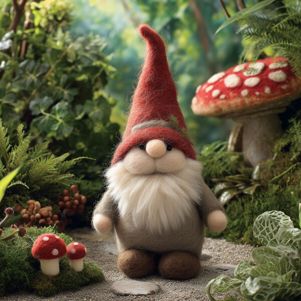 Needle felted gnome