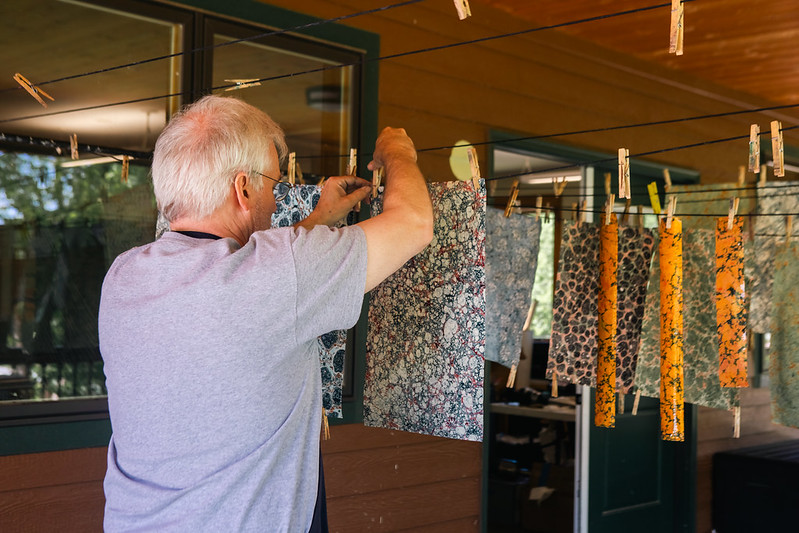 "marble drying" — Recent paper marbling class.